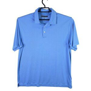 Mens Pebble Beach Dry Luxe Performance Blue Golf Polo Shirt Short Sleeve Size XL